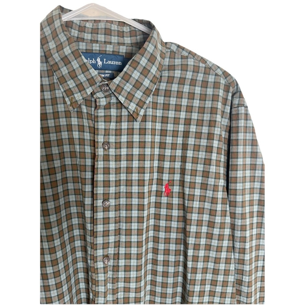 POLO RALPH LAUREN RED PONY PLAID LONG SLEEVE BUTTON UP SHIRT MEN'S LARGE‎